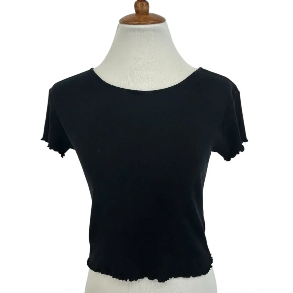 Reformation Women's XS Black Cropped Lowen Tee Short Sleeve Casual Top - Picture 6 of 11